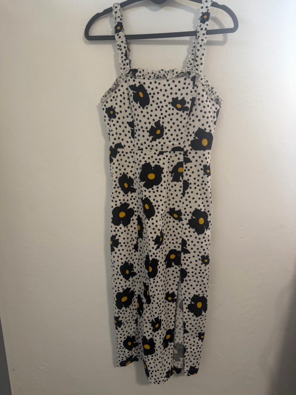 Urban Outfitters UO Remy Linen Ruffle Square Neck Midi Dress Small - Picture 8 of 15